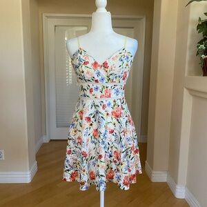 Francesca's Blue Rain Multicolor Floral Mini Dress With Spaghetti Straps